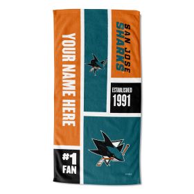 [Personalization Only] OFFICIAL NHL Colorblock Personalized Beach Towel - San Jose Sharks - Personalization Only