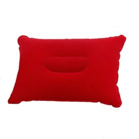 Portable Fold Inflatable Air Pillow Outdoor Travel Sleeping Camping PVC Neck Stretcher Backrest Plane Comfortable Pillow - G911C-red - 43X27cm