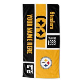 [Personalization Only] OFFICIAL NFL Colorblock Personalized Beach Towel - Steelers - Personalization Only