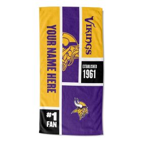 [Personalization Only] OFFICIAL NFL Colorblock Personalized Beach Towel - Vikings - Personalization Only