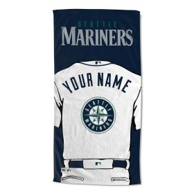 [Personalization Only] OFFICIAL MLB Jersey Personalized Beach Towel - Seattle Mariners - Personalization Only