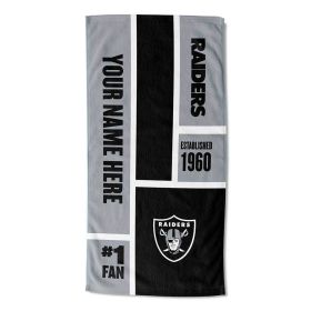 [Personalization Only] OFFICIAL NFL Colorblock Personalized Beach Towel - Raiders - Personalization Only