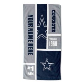 [Personalization Only] OFFICIAL NFL Colorblock Personalized Beach Towel - Cowboys - Personalization Only