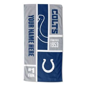 [Personalization Only] OFFICIAL NFL Colorblock Personalized Beach Towel - Colts - Personalization Only