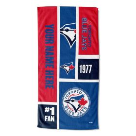 [Personalization Only] OFFICIAL MLB Colorblock Personalized Beach Towel - Blue Jays - Personalization Only