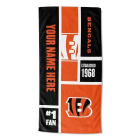 [Personalization Only] OFFICIAL NFL Colorblock Personalized Beach Towel - Bengals - Personalization Only