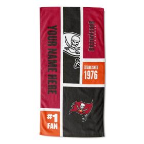 [Personalization Only] OFFICIAL NFL Colorblock Personalized Beach Towel - Bucs - Personalization Only