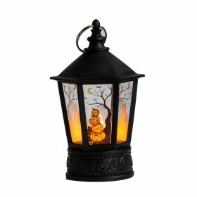 Vintage Decorative Lanterns Led Pumpkin Lantern for Halloween Christmas - black