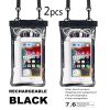 2pcs Oversized Mobile Phone Waterproof Dustproof Bag Touch Screen For Diving Swimming Sealing - 2pcs- White+Black