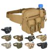 Tactical Waist Bag Denim Waist Bag with Water Bottle Holder for Outdoor Traveling Camping Hunting Cycling - CP Color