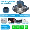 100000LM LED Headlamp 7 Lighting Modes Rechargeable Headlights IP44 Waterproof Rotatable Headlights For Hiking Rescuing Camping - Blue