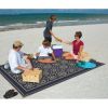 9'x12' Reversible RV Outdoor Patio Mat, Camping Mat, Interlocked Squares (Reversible with 2 designs) - Navy