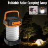 Portable USB Rechargeable Foldable/Retractable Solar Camping Lamp; Multi-Functional LED Light For Hiking; Fishing; Hunting - Green