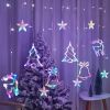 Led Christmas Elk Curtain Light Ice Strip Light Holiday Lights Red Bedroom Room Window Decorative Light String - color2