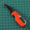 mulMultitool Keychain Knife; Small Pocket Box/Strap Cutter; Razor Sharp Serrated Blade And Paratrooper Hook; EDC Folding Knives - Orange+Black