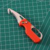 mulMultitool Keychain Knife; Small Pocket Box/Strap Cutter; Razor Sharp Serrated Blade And Paratrooper Hook; EDC Folding Knives - Orange+Black