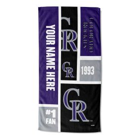 [Personalization Only] OFFICIAL MLB Colorblock Personalized Beach Towel - Rockies - Personalization Only