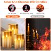 3Packs Flameless Candles Battery Operated Pillar Real Wax LED Glass Candle Warm White with Remote Control Timer - Yellow