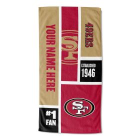 [Personalization Only] OFFICIAL NFL Colorblock Personalized Beach Towel - 49ERS - Personalization Only