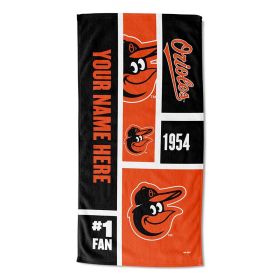 [Personalization Only] OFFICIAL MLB Colorblock Personalized Beach Towel - Orioles - Personalization Only