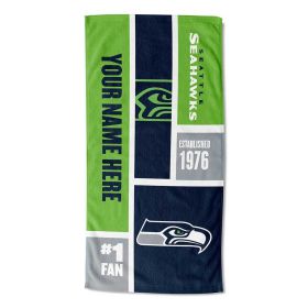 [Personalization Only] OFFICIAL NFL Colorblock Personalized Beach Towel - Seahawks - Personalization Only