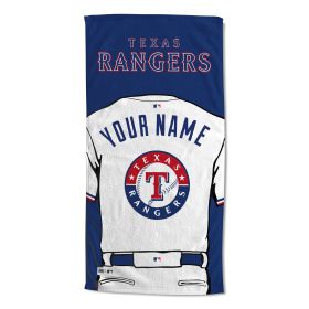 [Personalization Only] OFFICIAL MLB Jersey Personalized Beach Towel - Texas Rangers  - Personalization Only