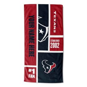 [Personalization Only] OFFICIAL NFL Colorblock Personalized Beach Towel - Texans - Personalization Only