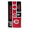 [Personalization Only] OFFICIAL MLB Colorblock Personalized Beach Towel - Reds - Personalization Only