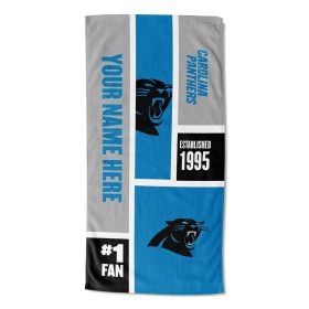 [Personalization Only] OFFICIAL NFL Colorblock Personalized Beach Towel - Panthers - Personalization Only