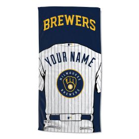 [Personalization Only] OFFICIAL MLB Jersey Personalized Beach Towel - Milwaukee Brewers - Personalization Only