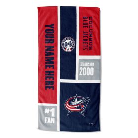 [Personalization Only] OFFICIAL NHL Colorblock Personalized Beach Towel - Columbus Blue Jackets - Personalization Only