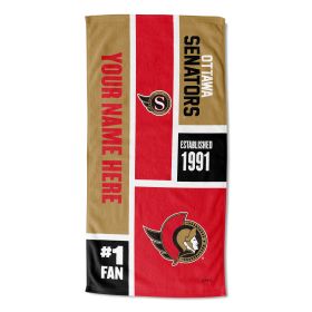 [Personalization Only] OFFICIAL NHL Colorblock Personalized Beach Towel - Ottawa Senators - Personalization Only