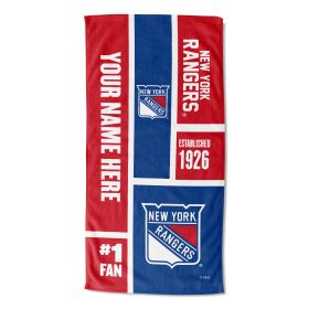 [Personalization Only] OFFICIAL NHL Colorblock Personalized Beach Towel - New York Rangers - Personalization Only