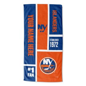 [Personalization Only] OFFICIAL NHL Colorblock Personalized Beach Towel - New York Islanders - Personalization Only