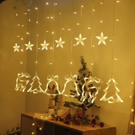 Led Christmas Elk Curtain Light Ice Strip Light Holiday Lights Red Bedroom Room Window Decorative Light String - warm white1