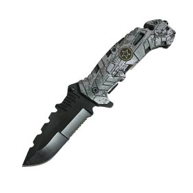 5" Spring Assisted Knife with Camo Nylon Fiber Handle (Option: Title)